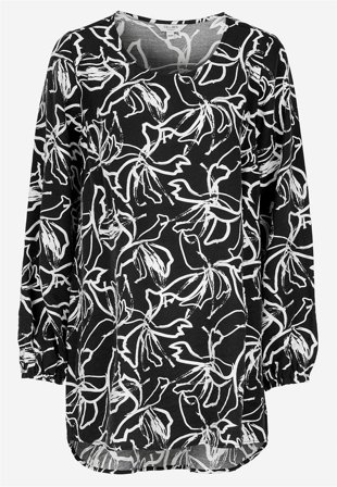 Cellbes of Sweden - Vävd, mönstrad tunika - svart / mönstrad - för damer - 38/40