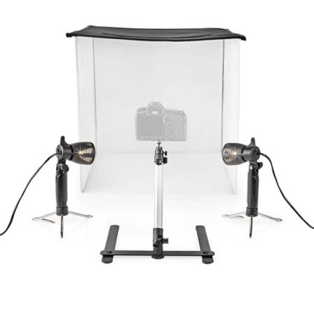 Nedis Foto Studio Kit | 400 lm | Vikbar | Bakgrunder ingår | Resväska ingår | Svart