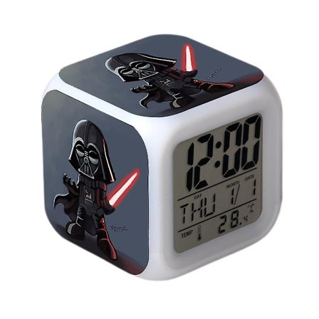 Star Wars Alarm Clock Movie Force Awakens Light Emitting Diod Alarm Clock Fyrkantig klocka Digital väckarklocka med tid, temperatur, alarm, D