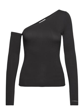 Cotton Modal Off Shoulder Ls Top T-shirts & Tops Long-sleeved Svart Calvin Klein*Betinget Tilbud