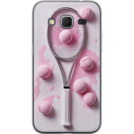 Kompatibel Mobilcover til Samsung Samsung Galaxy Core Prime Rosa glaskugler og tennisketsjer i et kreativt stillbillede med legende popfølelse og mod