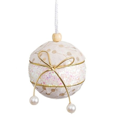 Julgranskulor Vita Gyllene Polyfoam Tyg Lasso 6 x 6 x 6 cm (6 stycken)