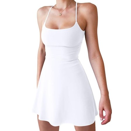 Sommerkjole for kvinner - Casual Tennis, uten rygg, mini med shorts