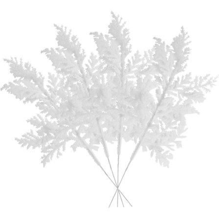 10 stk. kunstige juleblader, glittergrener til juletre, krans, festivaldekorasjon (hvit, 28 cm)