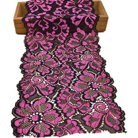 10 meter mjuk blommig stretch spetsband DIY klädtillbehör (rosröd)