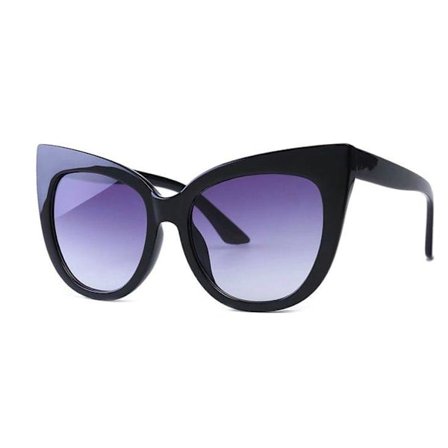 Store sorte cateye solbriller UV400 lilla glass