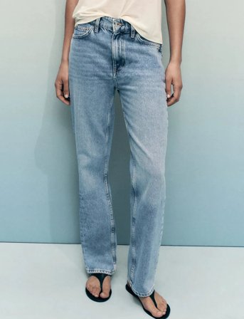 Mango Matilda Medium-Rise Straight-Fit Jeans - Blue - 40