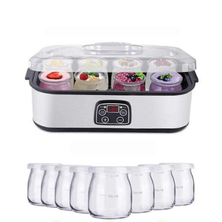 Ultimat Probiotisk Yoghurtmaskin 1400ML Kapasitet, Justerbar Temperatur, 8 Glasskrukker