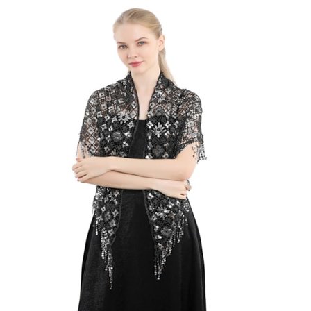 Aftenkjoler Sjal Lady Cape Wraps SVART SØLV SVART SØLV