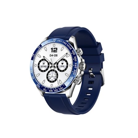 Smartwatch med Bluetooth-samtal, roterbar knapp, pulsmätning och blodtrycksmätning, Blå