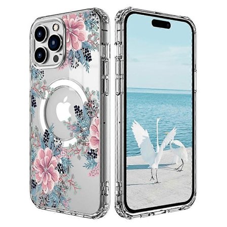 Skal för iPhone 16 Pro Kompatibelt med MagSafe Blommönster Tryck TPU+PC Telefonskal - Stil G