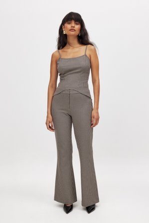 NA-KD Flared Houndstooth Tailored Pants - Trompet bukser - CheckeRød - EU 42