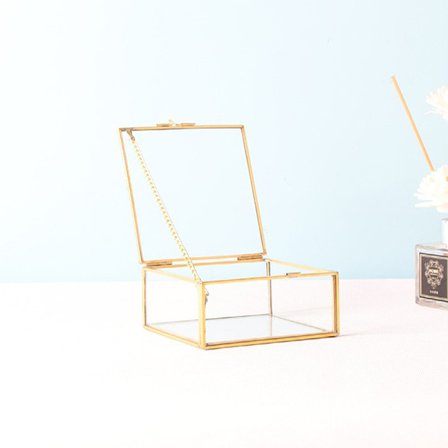 Gennemsigtig glas smykkeæske Vielsesringæske