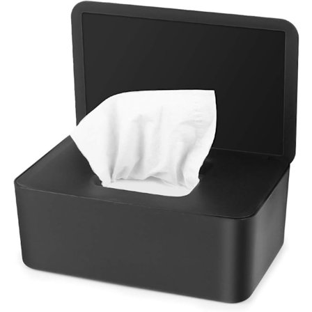 Våtservietboks Tissueboks Våtservietholder Støvtett Våtservietoppbevaringsboks Hjemmekontor med lokk, Svart