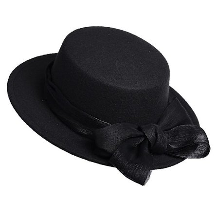 Svart Filthatt Dame Vintage Fedora Nyhet Flat Top Hatter Herre Caps - Perfekt