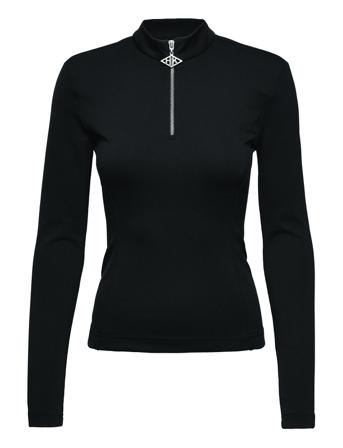 Sharp Half Zip Top T-shirts & Tops Long-sleeved Svart HAN Kjøbenhavn
