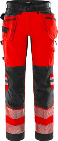 Arbetsbyxor Fristads Herr Varsel hantverkarbyxa stretch 2707 PLU, klass 2, Varsel Röd/Svart Arbetskläder