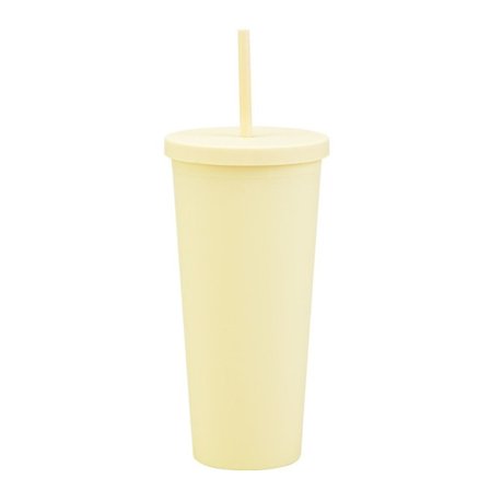 Dobbeltlags Skinny Tumbler Plastic Forsted vandflaske GUL