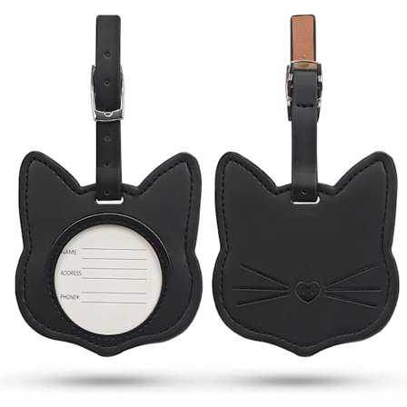 2 kpl Matkalaukku-tunnistetta, Matkatavaroiden tunnisteet Matkalaukku-tunnisteet (Musta), Kissa