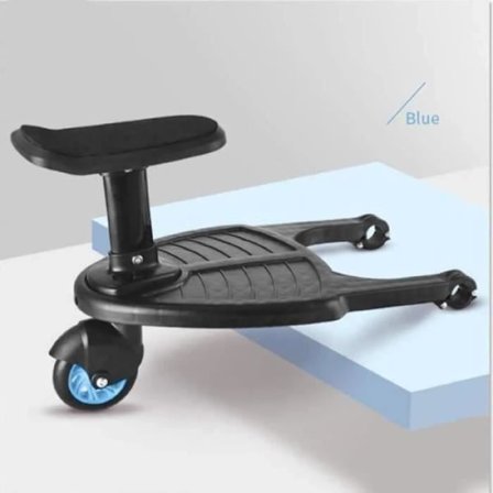 RisingFF Universal Klapvogns Ståbræt, Mini Buggy Board 360° Hjul Foldbart Barnevogns Pedalbræt (Blå)