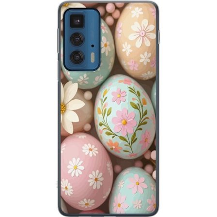Kompatibel Mobilcover til Motorola Edge 20 Pro Pastelfarvede påskeæg med håndmalede blomster og forårsstemning i en blød dekorativ komposition