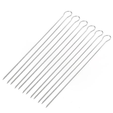 6 stk. Rustfrit Stål BBQ Spidssæt Genanvendelige Kebob Spid Grillpinde Grillsteg Nåle Sølv Silver