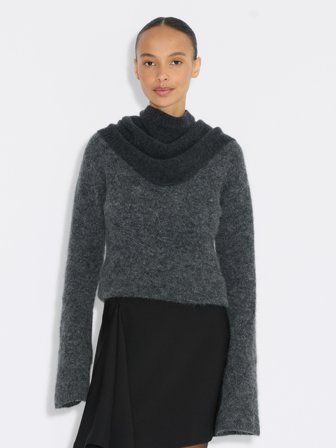 Holzweiler Cashmere Triangle Neck Scarf - Dk. Grey - Unisex - One size