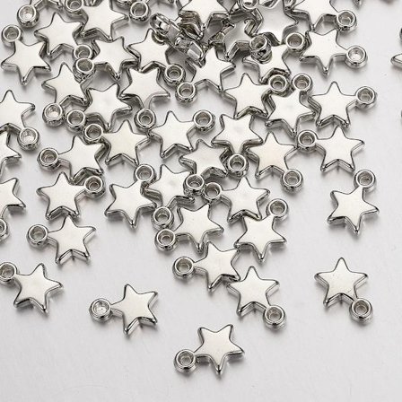100 kpl Ccb Akryylihelmiä Charms Riippuva 9 mm Tähti Kultaväri Hopeaväri Charm Helmiä Korujen Tekemiseen Hieno Rhodium-värillä