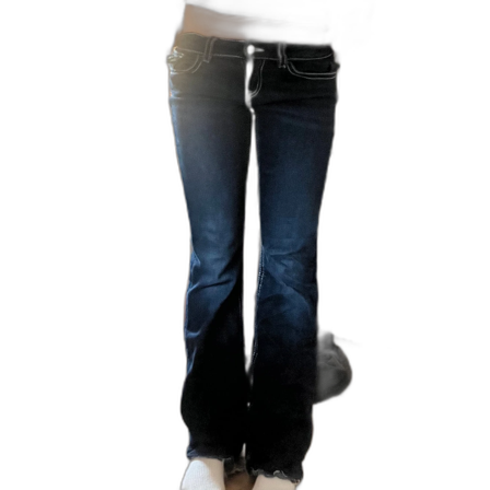 Mörkblå bootcut jeans med kontrastsömmar