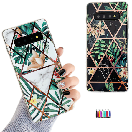 Samsung Galaxy S10 - Geometrisk Blomster Etui Svart