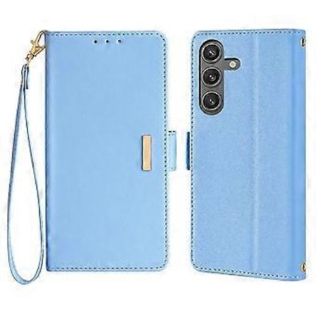 For Samsung Galaxy S25+ Lær Lommebok Etui RFID Blokkerende Stativdeksel med Håndstropp (Stil B)