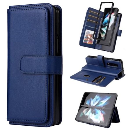 10-slot Lompakko Suojakotelo For Samsung Galaxy Z Fold4 - Tummansininen