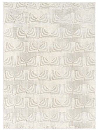 Geometric Art Deco White/Light Beige Oeko-Tex Rug