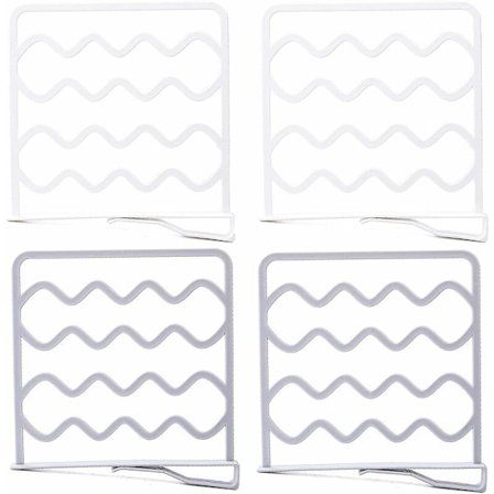 Hylledelere uten boring 4 stk Bokhylledeler Skaphylledeler Hylledeler Kjøkken Ingen boring For skap Bad Kjøkken Bokhylle Grå Hvit