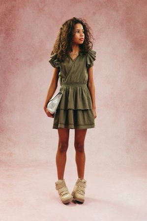 Kappahl | Volangklänning Mörkgrön 164 | Mörkgrön