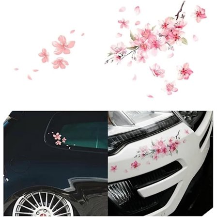 2 kpl Pinkki Kirsikankukka Vinyyli Autotarra Auton Kukka Tarra Tuulilasin Tarrat Puskuritarrat, Puskuritarrat.