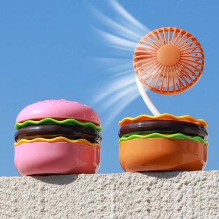 Håndholdt Mini Hamburger-stil Søt Kul Vifte 3 I 1 Håndholdt Bærbar Vifte USB Oppladbar Liten Lommevifte med indre speil Bærbar Vifte
