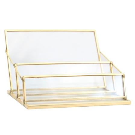 2 stk. Glasvisitkortholder, metalram Navnekortsholder Business Organizer, 11*7*7 cm