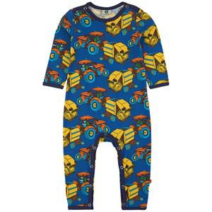 Småfolk Blue Lolite Tractor Printed Onesie 68 cm - All in ones - 68 cm - Blue - Junge