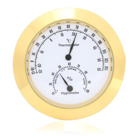 Guld Rund Termometer Hygrometer Luftfuktighet Temperaturmätare för Violin Gitarrfodral