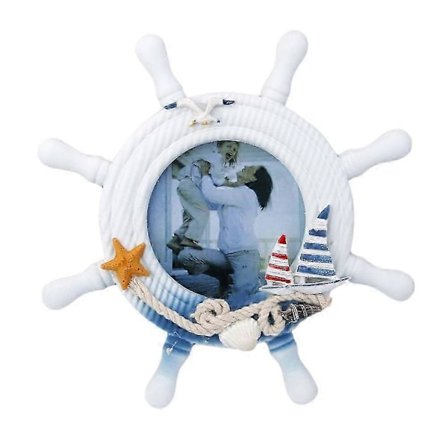 Nautisk Medelhavsstil Nordisk Handgjord Träratt Segelbåt Fotoram Ratt (FMY)