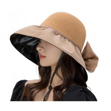 Solhat med bred skygge Vinyl Anti-Ultraviolet Foldbar Mesh Strandhat (2 Pack Khaki)