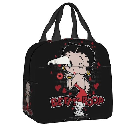 Luksus Polka Dots Cartoon Boop Bettys Lunsjpose Kvinner Varm Kjøligere Isolerte Lunsjboks For Skole Wark Kontor Reise Piknik Mat [L]