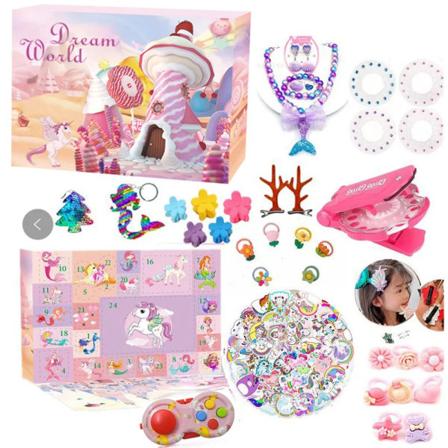 24 stk/sett adventskalender fidgetleker Julenissen DIY juletrehengende anheng 2023 julekalender nedtellingsleker for barn style 2