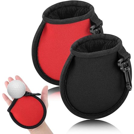 Tvådelad golfbollrengöringsväska (svart och röd), bärbar golfbollrengöringsmaskin, väska bollrengöringsmaskin med hängande klämma, herr- och