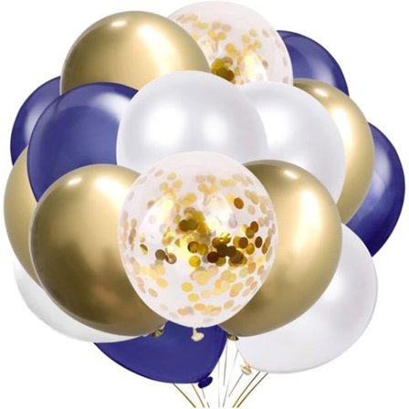 Balloner Blå Hvid Guld Helium Balloner 30 cm Metallic Konfetti Latex Ballon a