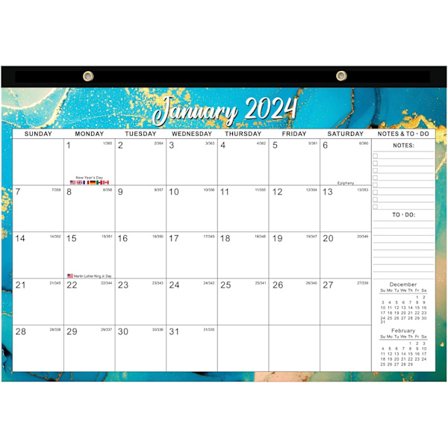 (Blå) Tjock Papperskalender 18 Månader Vägghängande 2024.1-2025.6