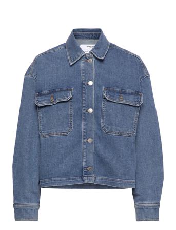 Slfkarla Ls Mid Blue Denim Jacket U Dongerijakke Denimjakke Blå Selected Femme