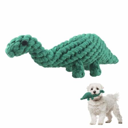 Valpe Tyggeleker Naturlig Bomull Hund Tauleker Unngå Valpe Kjedsomhet Angst Dental Trening/Rengjøring Leker Små Hund Interaktive Leker (Grønn-Dinosaur