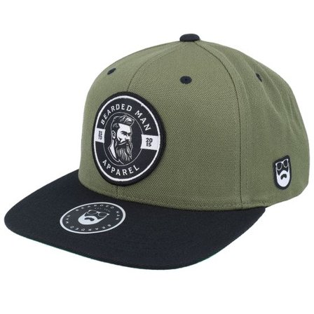 Bearded Man - Grön snapback Keps - Logo 25 Olive/Black Snapback @ Hatstore